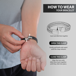 Pulsera de Cuero con Diseño Elegante y Nudo Infinito, Brazalete de Cuero Trenzado Negro para Hombre, Acero Inoxidable 316L - Product Image 3