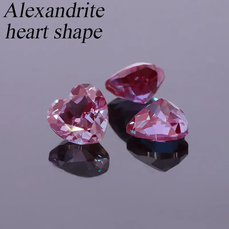 Cinta Incarnate 3*3-8x8mm pemotong hati longgar Alexandrite merah safir gelang perubahan Batu