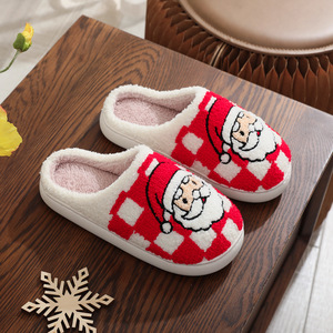 10% <span class=keywords><strong>de</strong></span> réduction sur les nouvelles pantoufles d'hiver confortables pour femmes et filles, design créatif <span class=keywords><strong>de</strong></span> Noël, bon marché, en peluche, motif Père Noël - Product Image 4