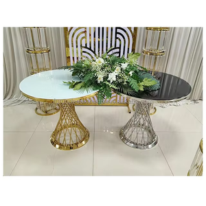 ขาตั้งเค้กสแตนเลสสีทองหรูหราเฟอร์นิเจอร์รับประทานอาหารโลหะแบบเรียบง่ายสำหรับงานแต่งงานพร้อมคำอุทธรณ์ของตกแต่งสำหรับงานเลี้ยงและงานต่างๆ - Product Image 2