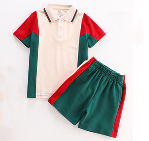 Ensemble personnalisé de 2 pièces pour enfants, vêtements de sport, polos et shorts pour l'école <span class=keywords><strong>maternelle</strong></span> primaire, uniformes scolaires pour garçons et filles - Product Image 1