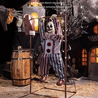 Nouvelle Arrivée Halloween : Accessoires de Décoration de Scène pour Maison Hantée, Modèle Clown Inspiré de la Gymnastique à Détection Électrique, Fabriqué en Chine
