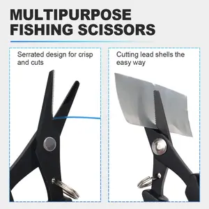 YUEYANG sawtooth thickened stainless steel fishing scissors with ABS non-slip handle and ring