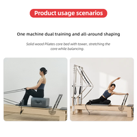 Reformer de Pilates en bois de qualité supérieure, robuste, avec coussin haute densité et ressorts réglables, pour exercices de gym et de Pilates, incluant une boîte d'assise et une planche de saut