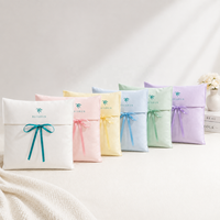 Pochette en coton avec rabat, ruban et nœud, logo personnalisé, sérigraphie, marquage à chaud, personnalisation du ruban, OEM ODM