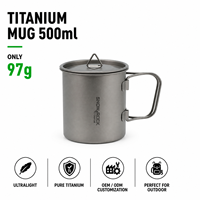 Mug Lipat Titanium Ringan TA1 Cocok untuk Berkemah dan Bepergian di Luar Ruangan.