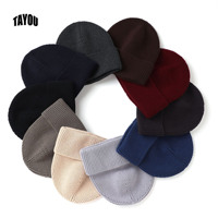 Venta al por mayor Unisex Beanie Cap Hombres Mujeres Color sólido 100% Algodón Suave Cálido Invierno Sombreros Cuffed Knitted Hat Personalización Compatible