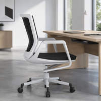 Chaise de bureau moderne en maille, réglable en hauteur, pivotante, avec base à cinq étoiles, structure en plastique et accoudoirs