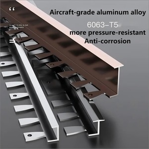 Profilo in Lega di Alluminio con Motivo a Lisca di Pesce per Transizione da <span class=keywords><strong>Pavimento</strong></span> a Porta e Copertura Soglia Arrotondata - Product Image 3