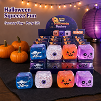 Jouet Squishy Cube d'Halloween, Jouet Sensoriel Anti-Stress à Presser, Cadeau Fidget pour Fête ou Événement
