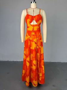 เดรสยาวทรงเอ <span class=keywords><strong>สาย</strong></span>คล้องคอ ปิดไหล่ เอวสูง พิมพ์ลายหวานสดใส - Product Image 2