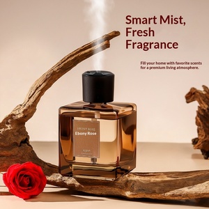 مجموعة معطر جو فاخرة للفنادق والمنازل بدون لهب، ناشر زيوت عطرية بتصميم مربع من الخشب والروطان، يدوم طويلاً لانتعاش الهواء - Product Image 2