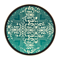 Assiette à dessert de 8 pouces en céramique verte, motif danse du lion, en porcelaine, pour la décoration de table, les fêtes et les mariages