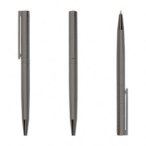 Stylo bille élégant en métal plaqué noir, fin et raffiné, idéal comme cadeau d'affaires, personnalisable avec logo et couleur, parfait pour les événements promotionnels. - Product Image 5