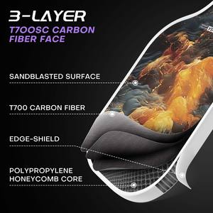 Vente en gros de raquettes de paddle en fibre de carbone sans bordure, design personnalisé OEM, approuvées par l'USAPA, pour adultes, Dragon Edgeless, 5" x 4.8" (16 mm), haute qualité - Product Image 5