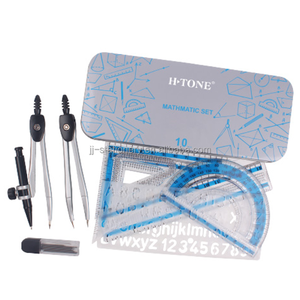 Toán Hình Học Kit Đa Chức Năng Vẽ La Bàn 10Pcs Đặt Học Sinh Trường An Toàn Kim Loại La Bàn Đặt - Product Image 1