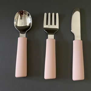 MEMEBABY Toptan Çocuk Paslanmaz Çelik Çatal Bıçak Seti Sürdürülebilir Çevre Dostu Kaşık Çatal Besleme Bebek Silikon Çatal Bıçak Seti 2-4 Yaş - Product Image 3