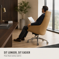 Chaise de bureau en cuir PU durable au design moderne et épuré, avec hauteur réglable, fonction pivotante et inclinable, idéale pour le bureau à domicile et l'atelier
