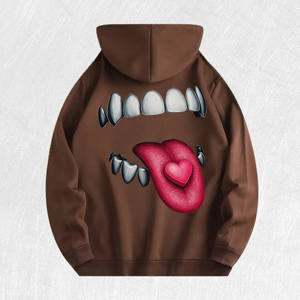 Felpa <span class=keywords><strong>con</strong></span> <span class=keywords><strong>Cappuccio</strong></span> <span class=keywords><strong>con</strong></span> Grafica di Bocca e Cuore Audace, 100% Cotone, Magazzino USA, 6 Colori - Product Image 3