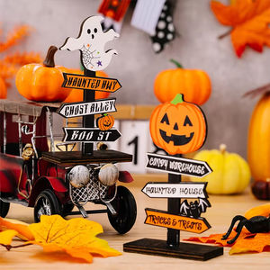 Bán Buôn Halloween Đảng Thủ Công Bằng Gỗ Bí Ngô Ngoài Trời Cửa Sổ Trong Nhà Máy Tính Để Bàn Trang Trí Đồ Trang Trí Kỳ Nghỉ Không Khí Đạo Cụ - Product Image 2