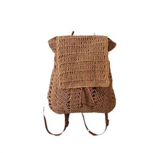 New Arrival Ladies Handwoven Seaside Summer Beach Bag Leisure <b>Drawstring</b> Women's Travel Straw <b>Backpack</b> - Product Image 5
