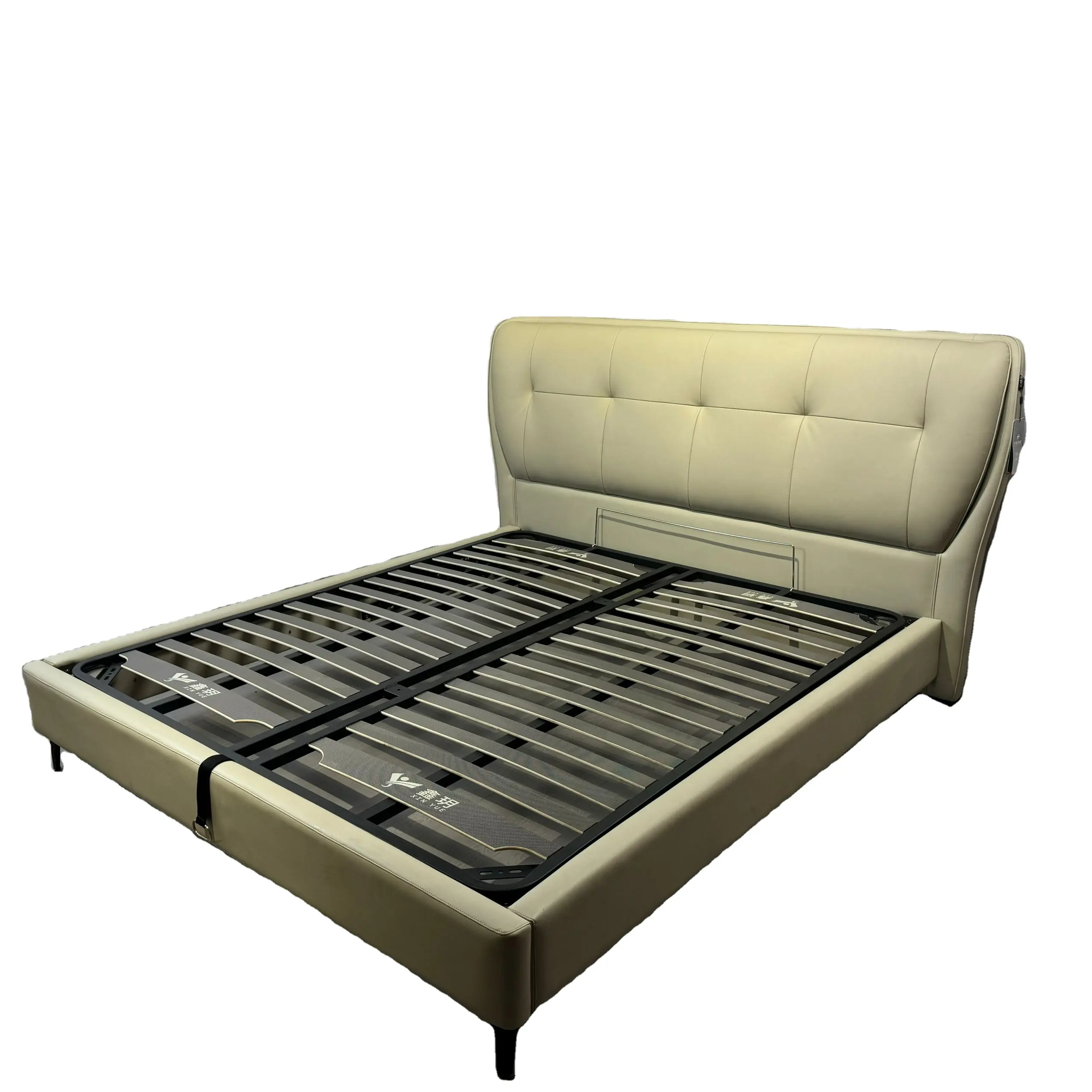 new design cool iron pipe platform base full queen king size bed skeleton with wooden slats