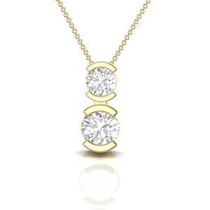 Pendentif pour femme en or blanc 14 carats massif, demi-serti, diamant de 0,34 carats, chaîne personnalisée, cadeau de Noël - Product Image 3