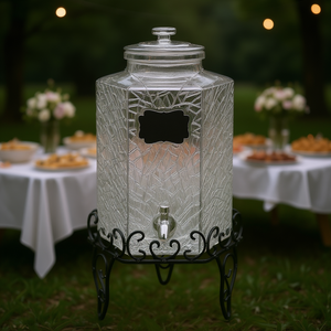 Distributeur de boissons en verre 2,5 gallons avec support, forme rectangulaire, robinet de qualité alimentaire pour les fêtes - Product Image 2