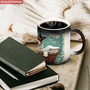 Mug en céramique durable 11oz noir givré avec poignée renforcée, tasse à boire thermosensible - Product Image 3
