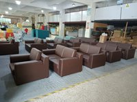 Le sofa matériel de bureau exécutif de cuir synthétique brun moderne place 3 + 1 + 1