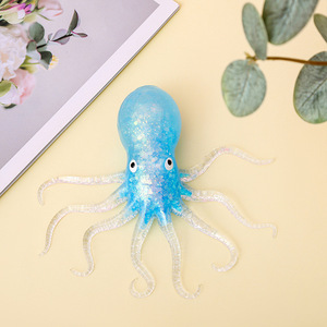 New Glitter Octopus Squishy Squeeze Stress decompression Toy Slow Rebound Mochi Grass Ball Sensory Silicone Squishy <b>Fidget</b> Toy - Product Image 4