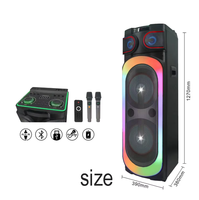 Altavoz Profesional Activo para Exteriores de 150 W con Bluetooth 5.0, Luces RGB, 2 Micrófonos, Doble Bajo de 12 Pulgadas, Inalámbrico, para DJ y Karaoke