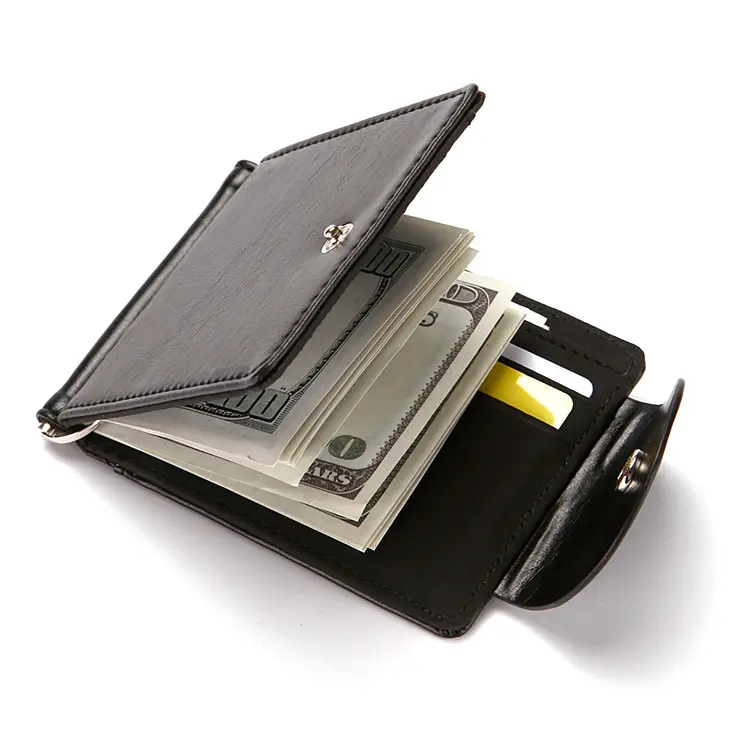 RFID Wallets for Men Minimalist PU Leather Money Clip Wallet  Black