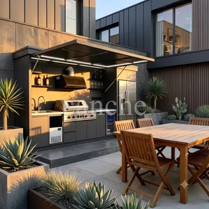 Station de barbecue personnalisable toutes saisons avec évier, protection UV, armoire de cuisine extérieure portable - Product Image 1