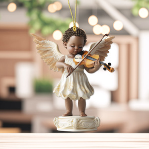 Ornamenti di angelo afroamericano in resina artigianato eleganti pezzi decorativi - Product Image 3