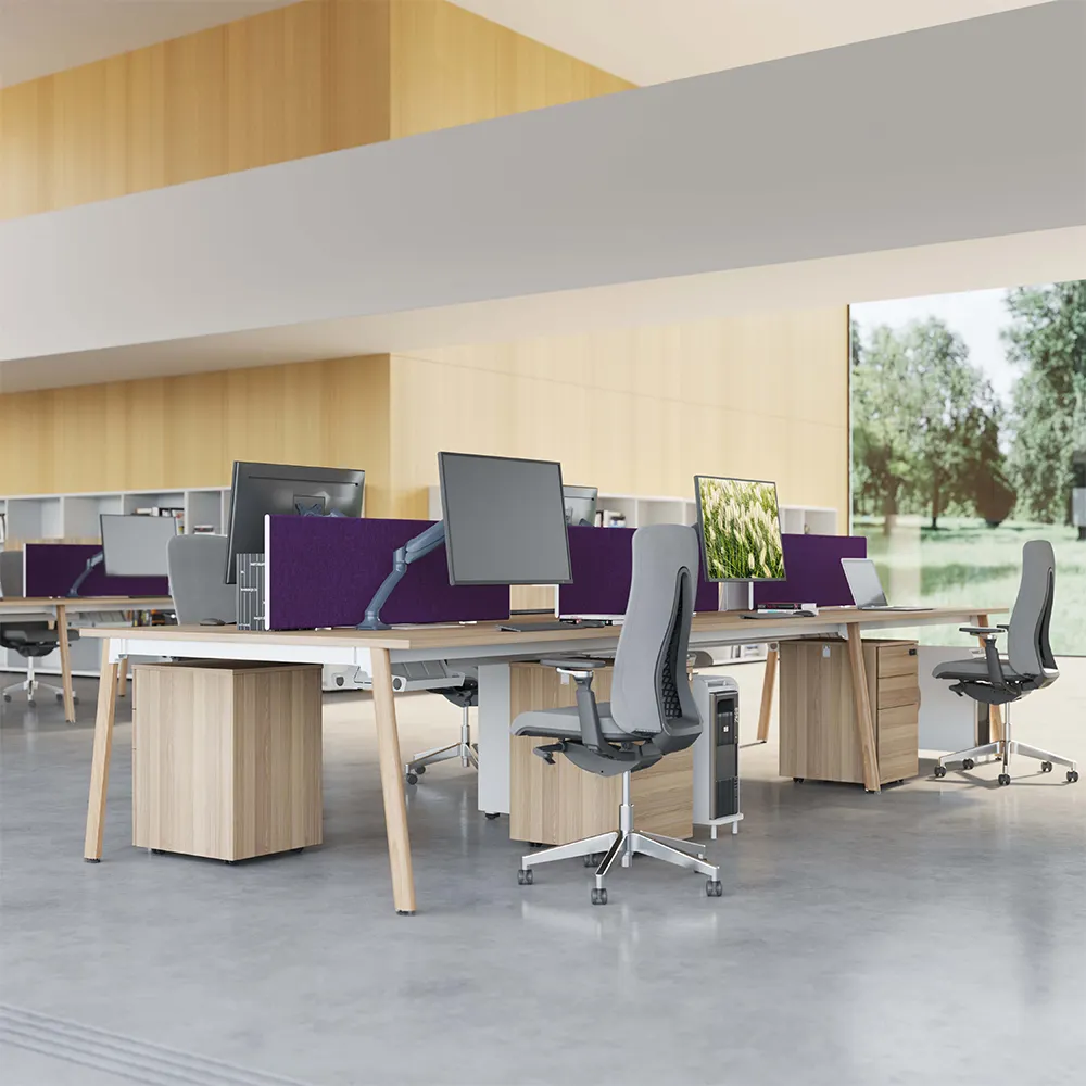 Mobiliário de escritório com divisória de madeira para escritório, mesa de trabalho personalizada direto da fábrica