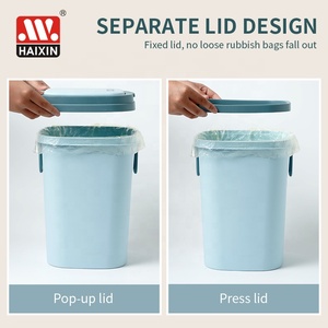 Tempat Sampah Plastik 5.7/8.7L dengan Tutup Tekan dan Model Tanpa Tutup untuk Dapur, Rumah Tangga, Kamar Mandi, Dilengkapi Pegangan - Product Image 4