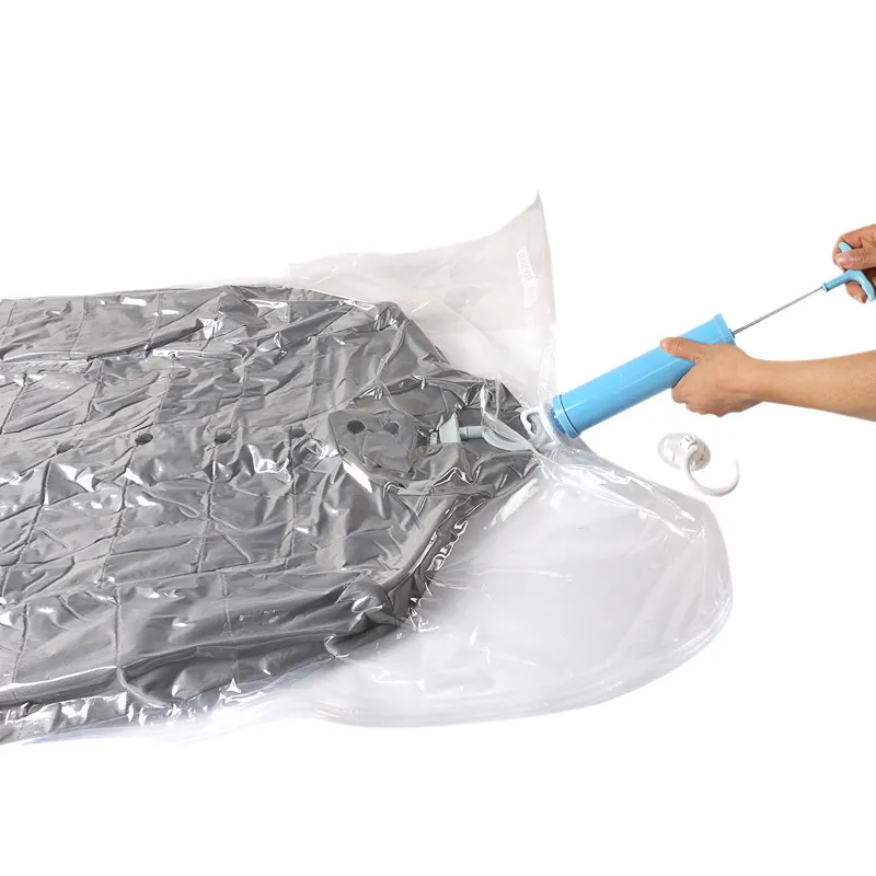 53X27.6 Inches Recyclebaar Hanger Zip Lock Vacuüm Seal Plastic Kledingstuk Ruimte Saver Bag Voor Kleding