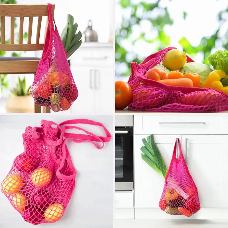 Hot Selling Reusable Cotton Mesh Snacks Storage Bags Eco-Friendly Cotton Net Bags For Christmas Gift