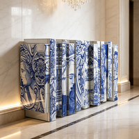 Console de luxe peinte à la main, meuble de hall moderne de designer pour villa, manoir, hall d'hôtel et mobilier de projet