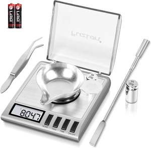 50g/0.001g Échelle de milligramme numérique Bijoux et échelle de gemme Échelle de mg pour le <span class=keywords><strong>rechargement</strong></span> de médicaments en <span class=keywords><strong>poudre</strong></span> Comprend une casserole de <span class=keywords><strong>poudre</strong></span> Scoop - Product Image 1