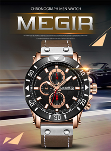 MEGIR 2081 Outdoor Big Dial Men's Sports Watches Top Brand Fashion Leather Quartz Men Waterproof <b>Clock</b> - Product Image 6