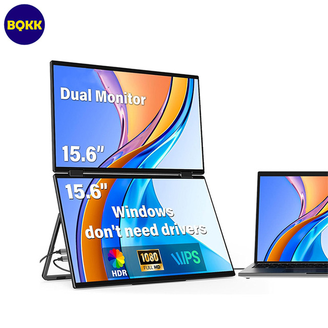 Dual Portable Monitor 15.6 Inch Laptop Screen Extender 1080P FHD Adjustable Bracket WITH Blue Light Eye protection Screen