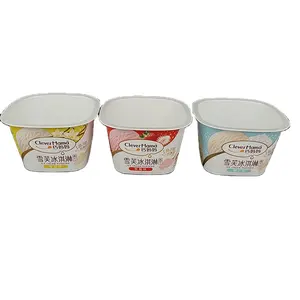 Eco-friendly 90ml Plastic Square Shape Food Container Ice Cream/Pudding/Yogut/Butter Pot With Lid