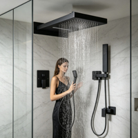 Ensemble de douche moderne de luxe encastré mural avec mitigeur chaud/froid et fonction pluie, boîtier encastré à fusion à chaud, kit de douche complet dissimulé