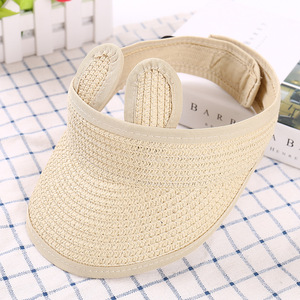 Chapeau de soleil pour bébé <span class=keywords><strong>en</strong></span> paille de <span class=keywords><strong>papier</strong></span> avec visière pour enfants, filles et garçons, avec de jolies oreilles de <span class=keywords><strong>lapin</strong></span> - Product Image 5