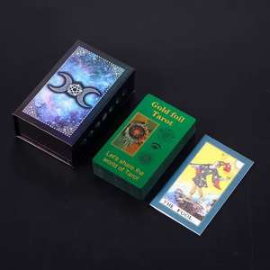 Portable Luxe Gold Foil Tarot Deck 78pcs Joli paquet en plastique Jeu de société <span class=keywords><strong>Oracle</strong></span> <span class=keywords><strong>pour</strong></span> débutants avec manuel - Product Image 4