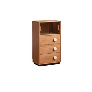 Solid Wood Side Cabinet Cherry Wood Living Room <b>Storage</b> <b>Drawer</b> Cabinet Vintage Style Indoor Furniture - Product Image 2