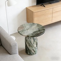Table d'appoint de luxe moderne en marbre vert, table de chevet pour la maison, table d'appoint de canapé en marbre pour chambre à coucher