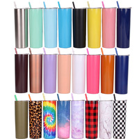 Gobelet isotherme droit de 20 oz en acier inoxydable 304 avec paille, imprimé par sublimation, tasse de voyage thermique pour voiture, maintien au chaud pendant 6 heures